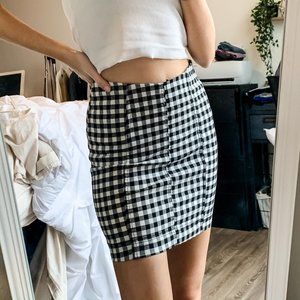 Free People Gingham Modern Femme Denim Mini Skirt